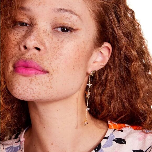 Kate Spade Gold-Tone Crystal Social Butterfly Linear Earrings - Picture 2 of 2